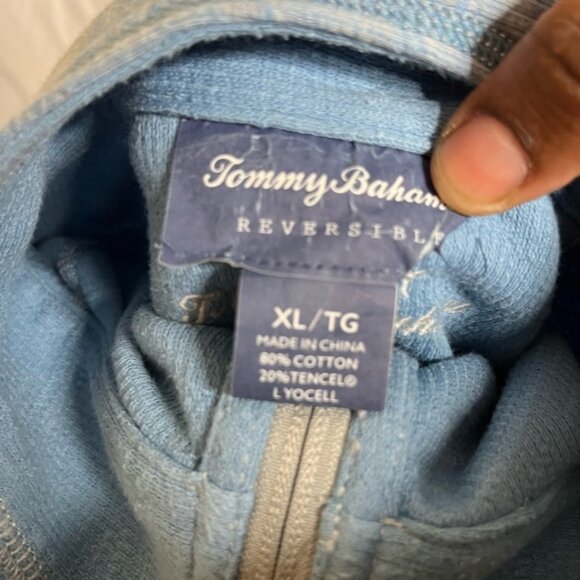 Tommy bahama Sweater Mens XL Blue Reversible Quarter Zip Pullover Golf EUC - Picture 4 of 4